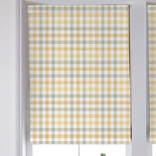 Laura Ashley Cove Check Made to Measure Blackout Roman Blind in Yellow