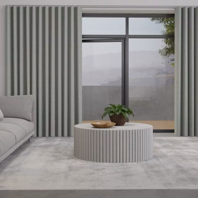 Nico Made to Measure Wave Blackout Fabric Curtain in Seafoam Blue and Green