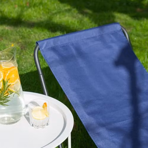 Harbour Housewares Navy and Black Textilene Sun Lounger with Powder Coated Steel Frame – 4