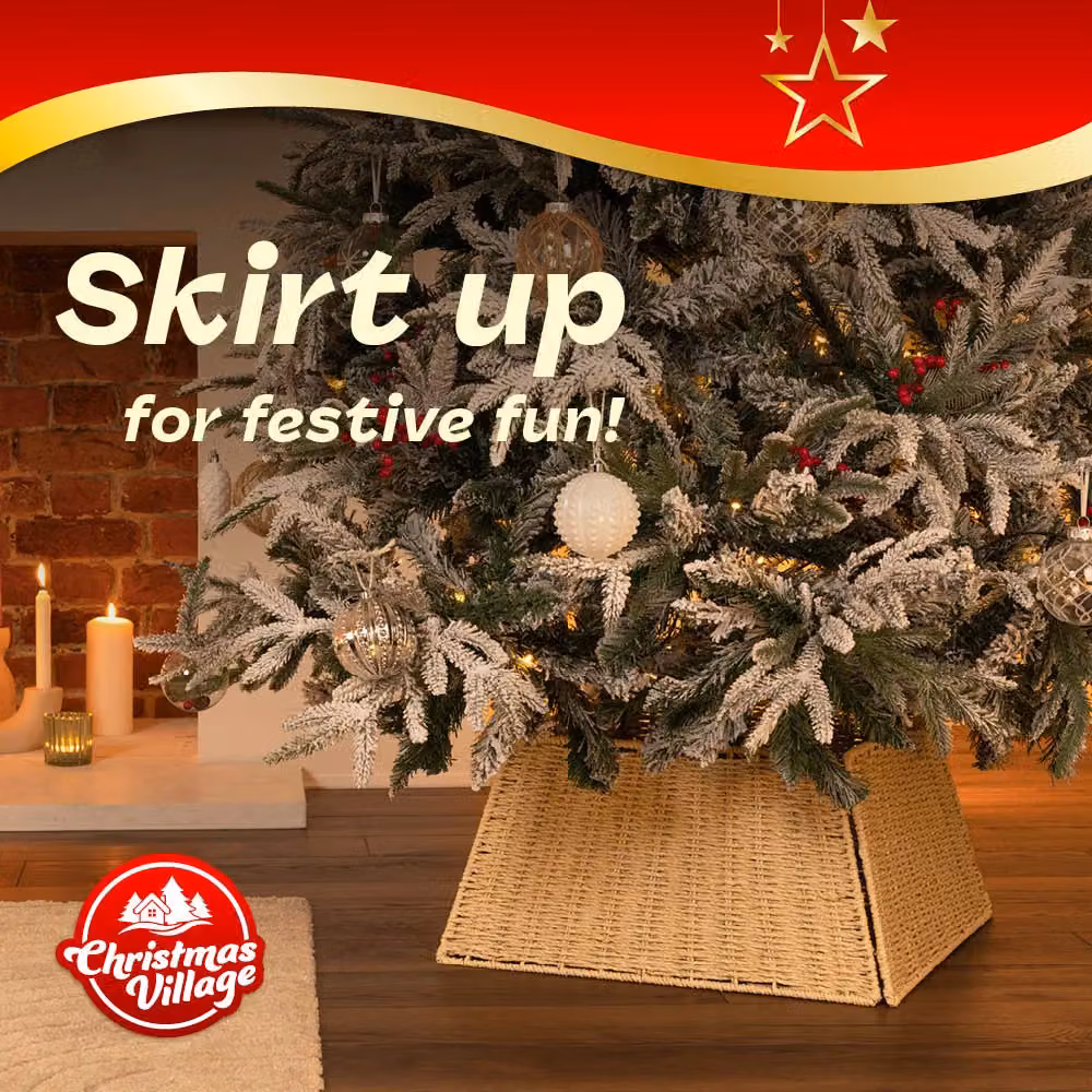 Christmas Village Rustic Rattan Christmas Tree Skirt in Beige and Brown, W/D/H: 50 x 50 x 25 cm – 2