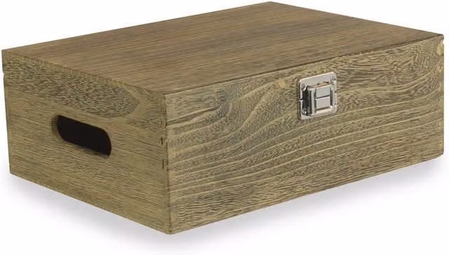 Red Hamper Oak Effect Wooden Box in Brown, W/D/H: 30 x 23 x 11.5 cm – 1