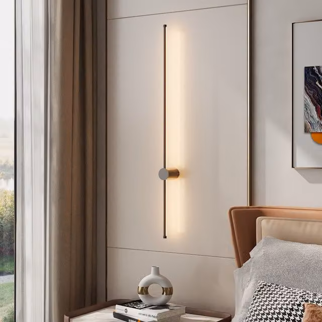 Komore Modern LED Up and Down Bar Wall Light, 100 cm, Gold/Brass or Bronze, Dimmable