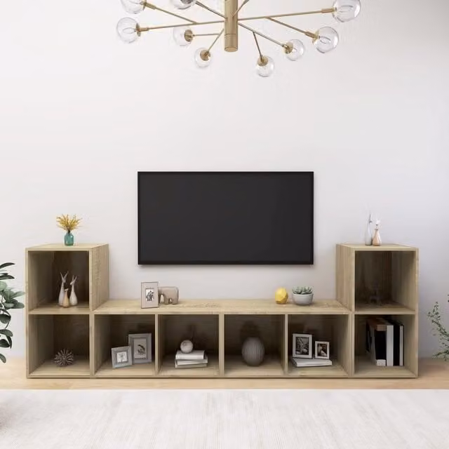 Berkfield Home 4-Piece Sonoma Oak TV Cabinets in Brown, W/D/H: 72 x 35 x 36.5 cm