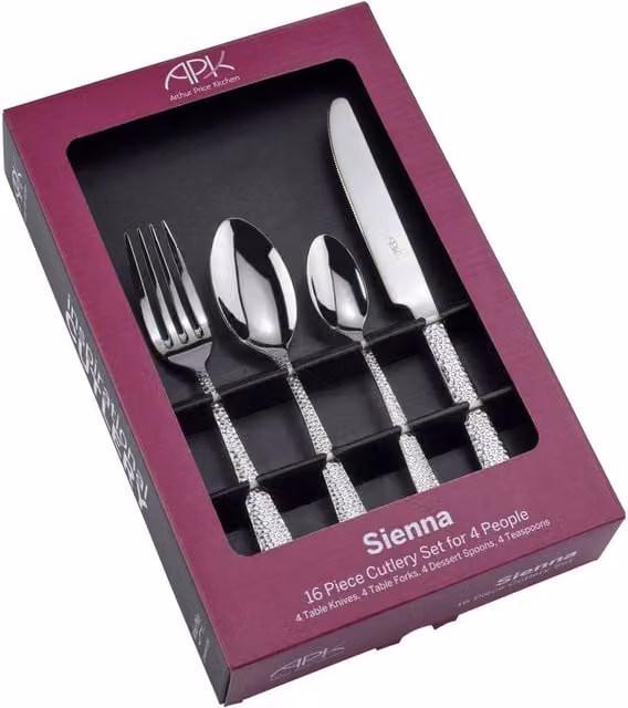 Arthur Price Sienna 16 Piece Stainless Steel Cutlery Set for 4 People in Silver – 1