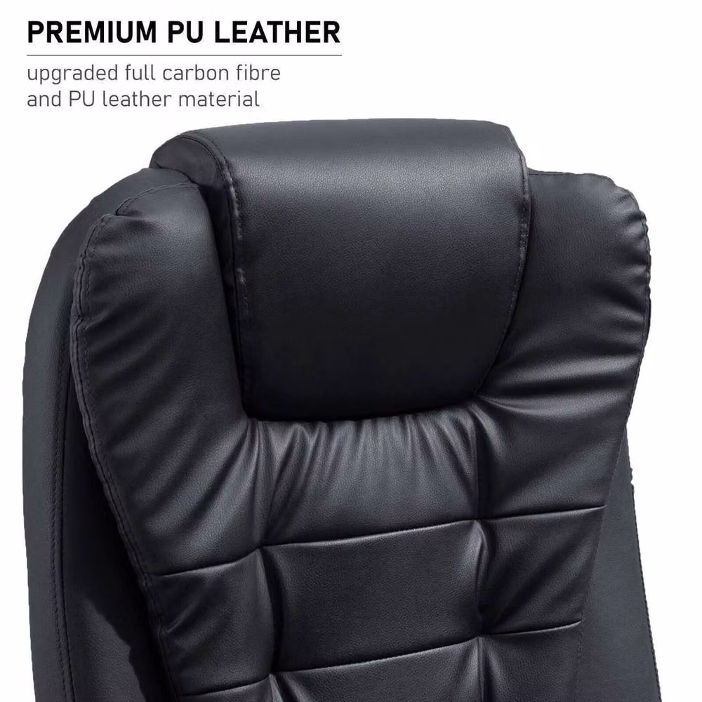 NESTLUNE Black Massage Gaming Chair with Height Adjustable Synthetic Leather Design and Armrests – 6
