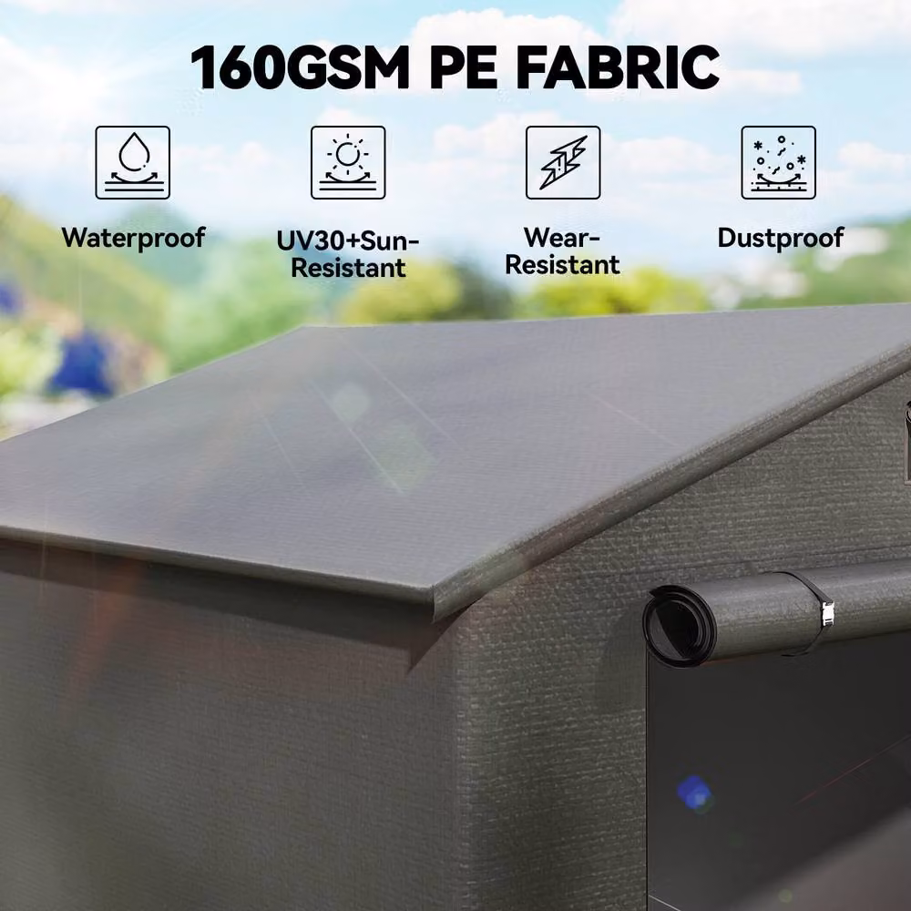 Rolipo Waterproof Bike Storage Tent with Zipper Door, Dark Grey, W: 243.84 cm, D: 183.0 cm, H: 202.0 cm – 4