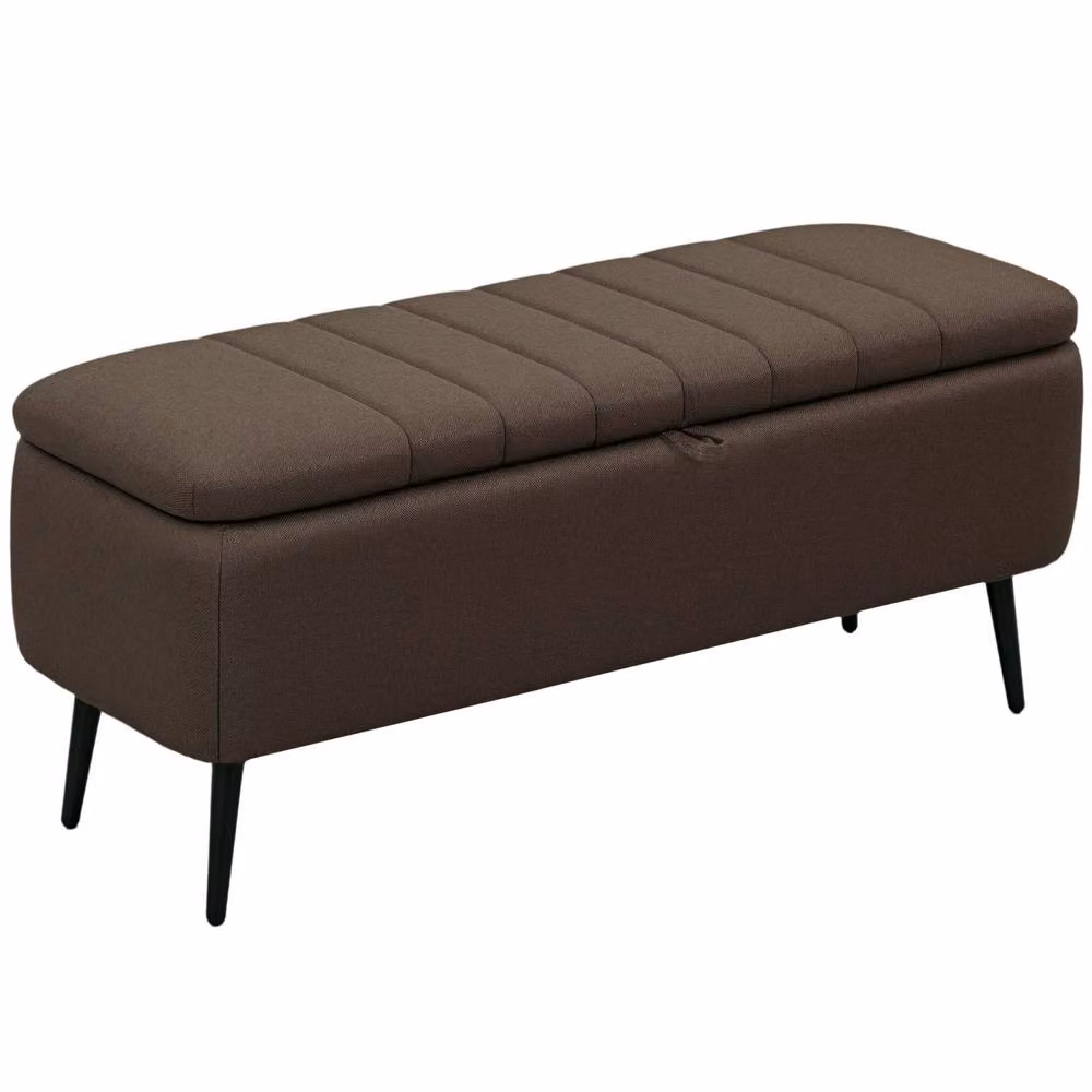 Wyld Haus Mahano Dark Brown Linen Look Rectangular Storage Ottoman – 2