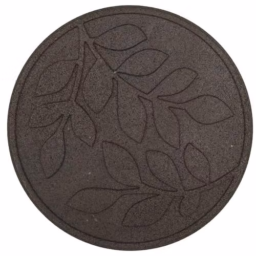 Nicoman Leaf Design Reversible Garden Stepping Stones, Brown, Set of 2, Diameter: 46 cm – 1