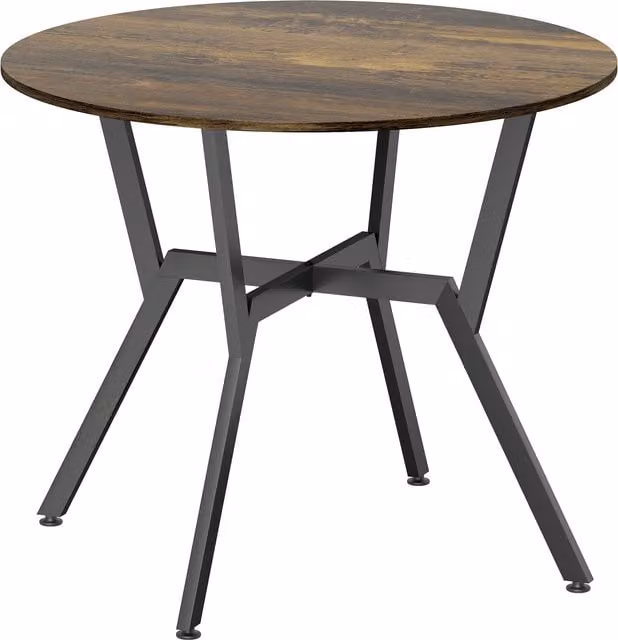 HOMCOM Round Dining Table in Rustic Brown with Black Legs, Diameter: 90 cm, Height: 76 cm