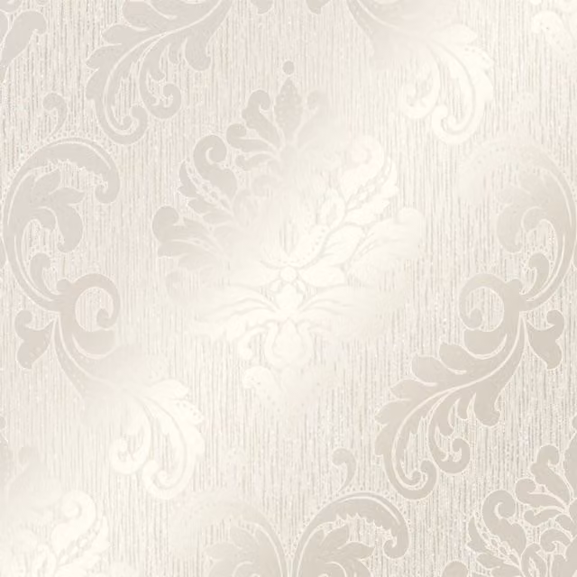 I Love Wallpaper Chelsea Glitter Damask Wallpaper in White, Silver and Yellow