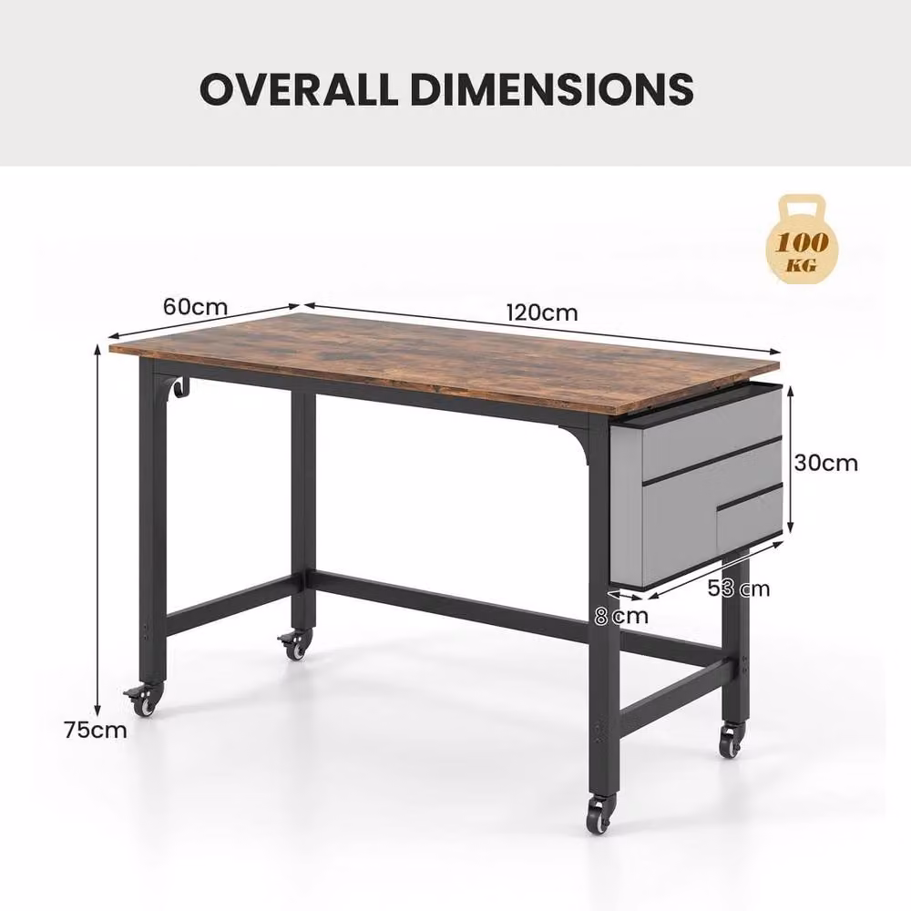 FORGEVIO Brown Home Office Computer Desk with Storage Bag – 2