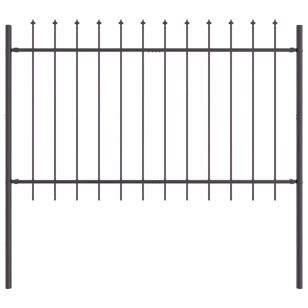 Berkfield Home Modern Garden Fence with Spear Top in Grey Steel, H: 170 cm, W: 100 cm – 3