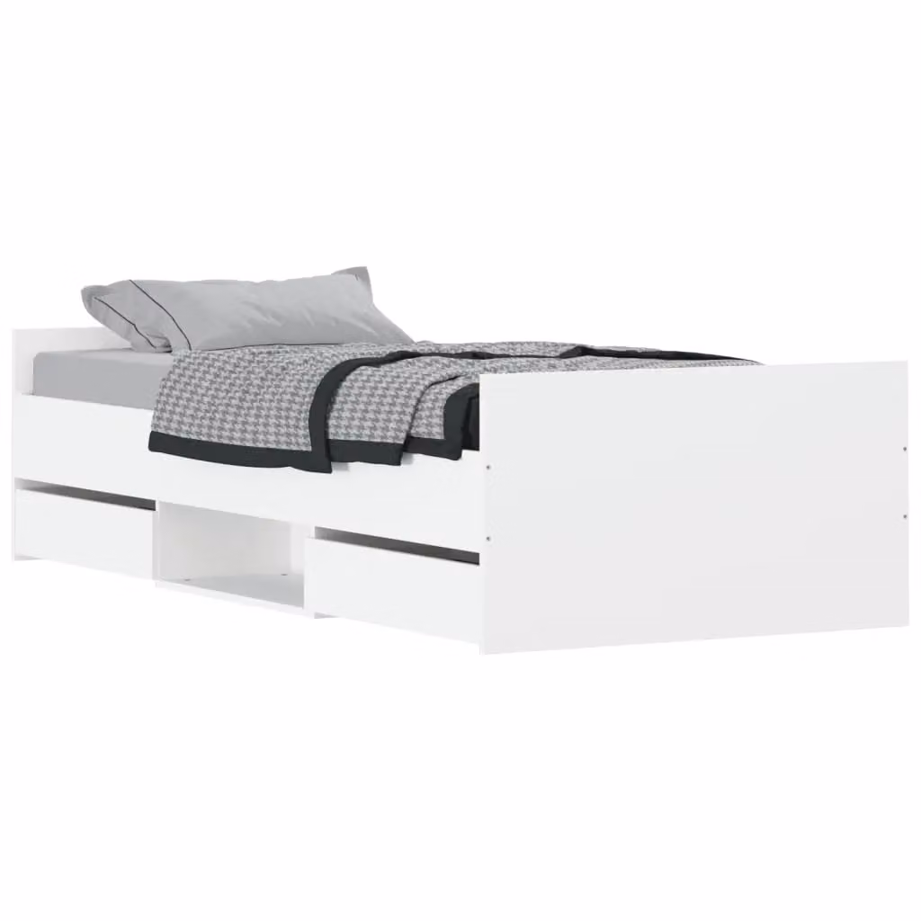 Berkfield Home Bed Frame with Headboard, Footboard and Drawers, White, W: 100 cm, D: 200 cm – 2