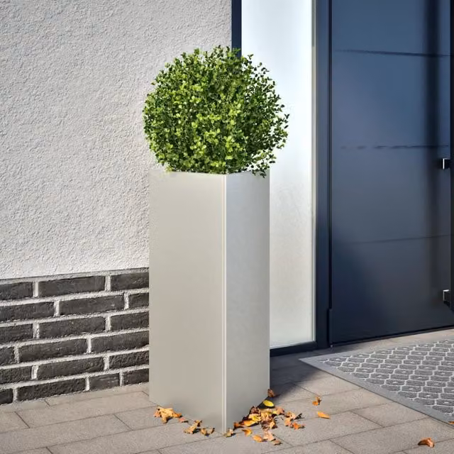 Berkfield Home Garden Triangular Planters, 2 Piece Stainless Steel Set in Silver, W: 40 cm, D: 34.5 cm, H: 70 cm
