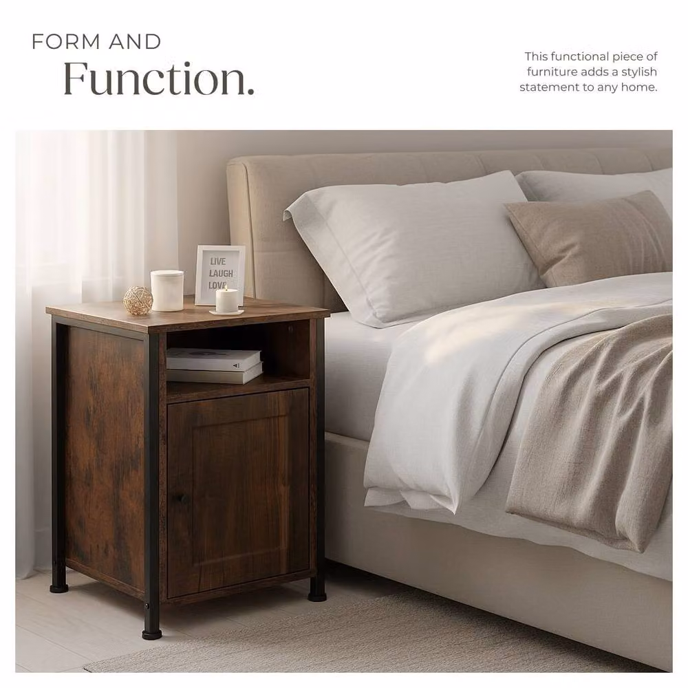 tectake Blackburn Industrial Bedside Table in Brown and Black – 5