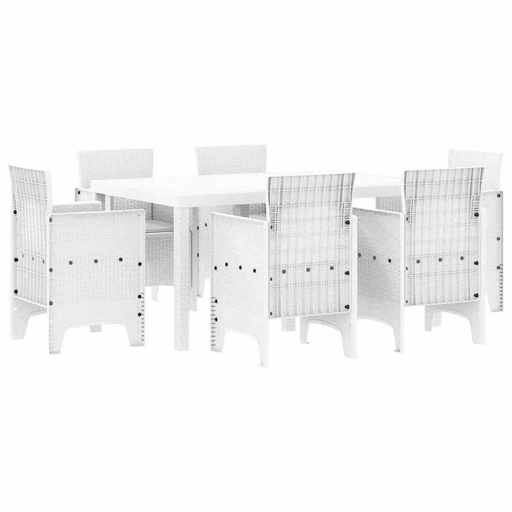 Berkfield Home Modern 7 Piece White Poly Rattan Garden Dining Set with Cushions – 2