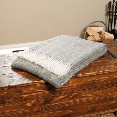 Simply Sheepskin Grey Jacquard Woven Wool Blanket, W/D/H: 140 x 200 cm – 3