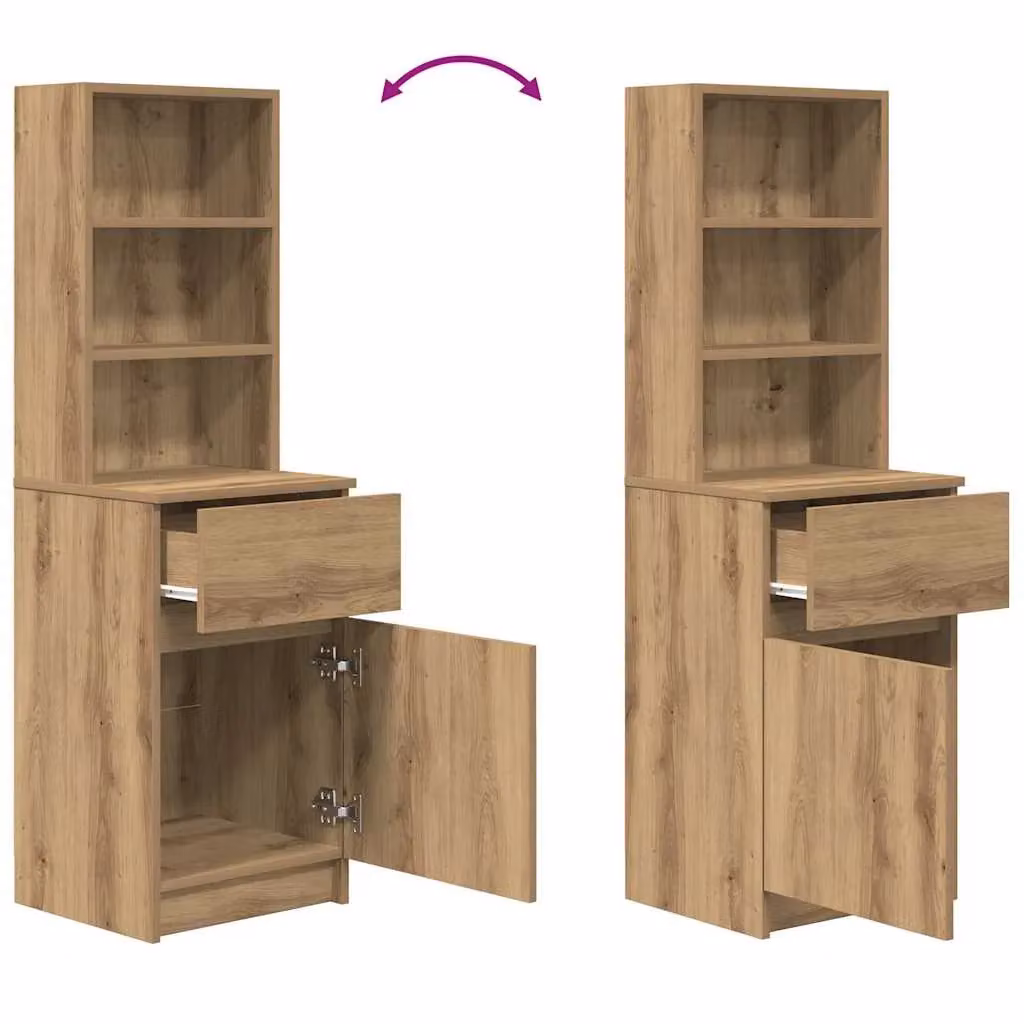 Berkfield Home Artisan Oak Bedside Cabinet in Brown, W/D/H: 39 x 35 x 125 cm – 3