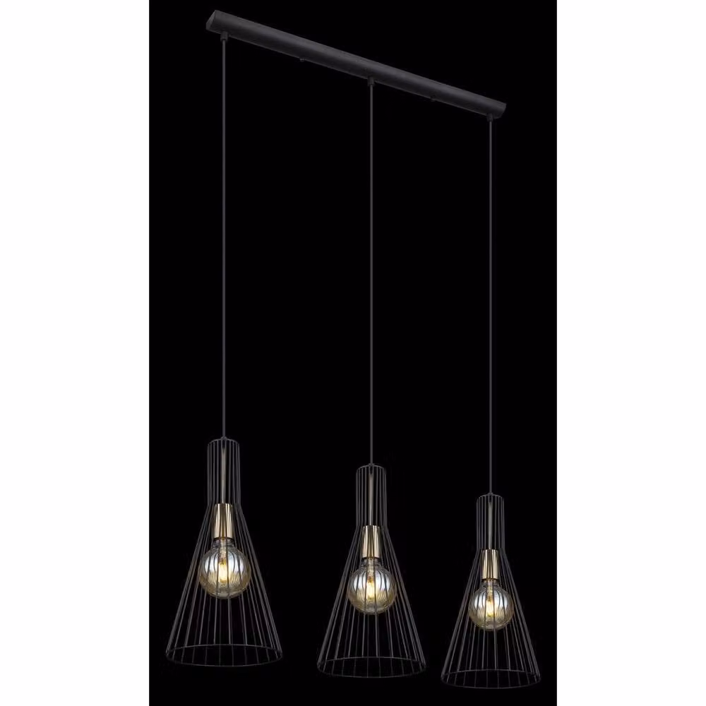 Netlighting Milli Bar Pendant Ceiling Light in Black and Gold/Brass with 3x E27 bulbs – 2
