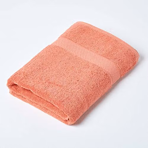 HOMESCAPES Burnt Orange Turkish Cotton Bath Towel, 500 GSM, W/D/H: 130 x 70 x 70 cm – 1