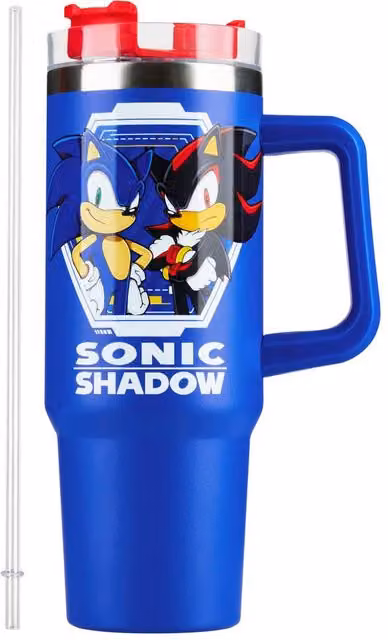 Get Trend Sonic the Hedgehog Insulated Kids Tumbler Travel Mug with Straw and Handle, Blue, 840ml – 7