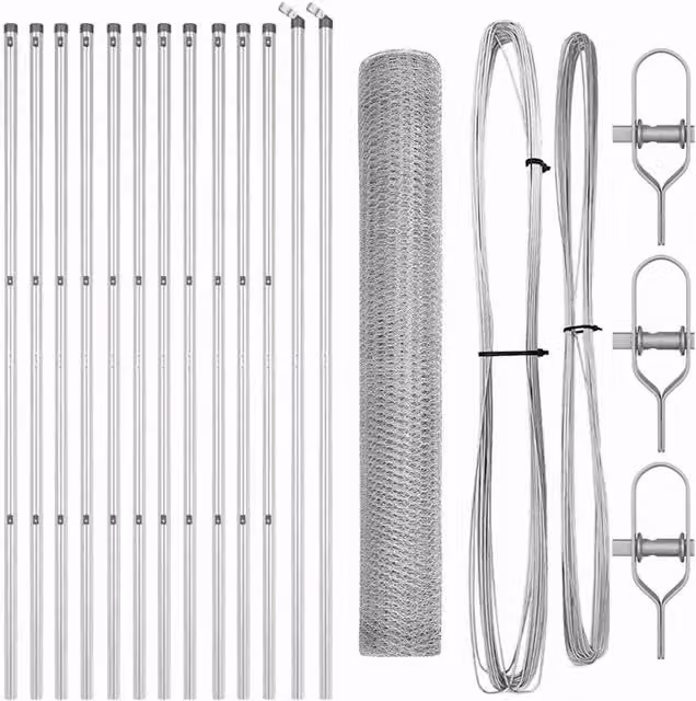 Berkfield Home Galvanised Steel Round Fencing Set of 2, Silver, W/H: 25 x 1.2 m