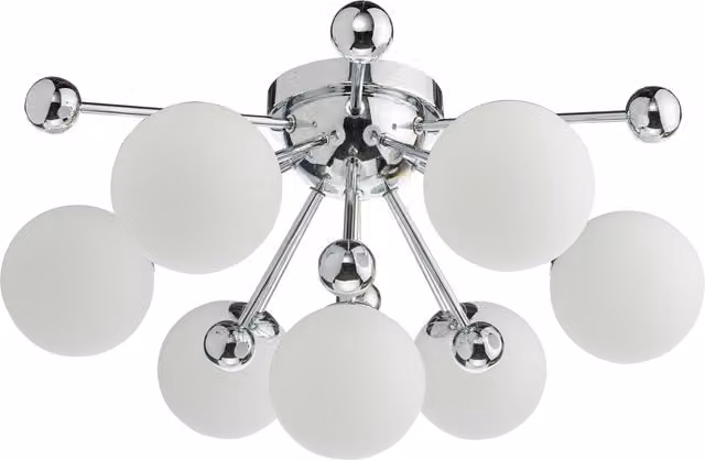Dar URS5050 Mid-Century Dimmable LED Ceiling Light in Chrome and Glass