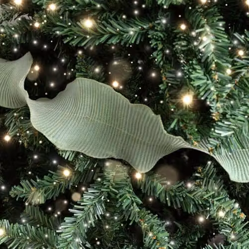 Melody Maison Green Sparkle Ruffle Christmas Tree Ribbon, 270 cm – 2