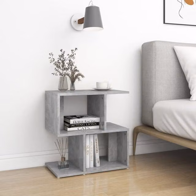 Berkfield Home Set of 2 Modern Bedside Cabinets in Concrete Grey, W/D/H: 50 x 30 x 51.5 cm
