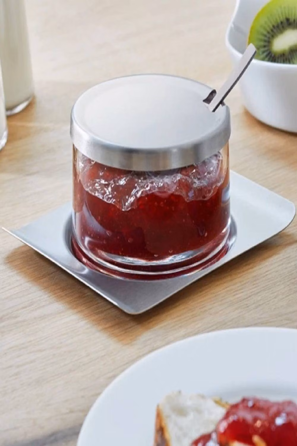 Gefu Brunch Glass Jam Jar with Stainless Steel Lid and Tray in Clear – 2