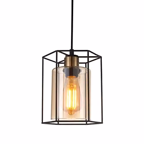 Netlighting Kalula Industrial Retro Lantern Pendant Ceiling Light E27 in Black – 1