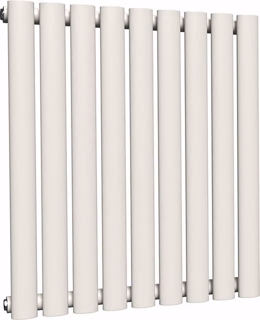 Lux Heat Oval Horizontal Coloured Radiator in Antique White, W: 60 cm, H: 54 cm