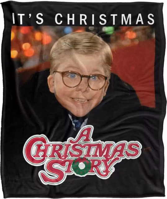 Warner Bros. A Christmas Story Ralphie It's Christmas Super Soft Silky Touch Fluffy Throw, Multicolour, Extra Large
