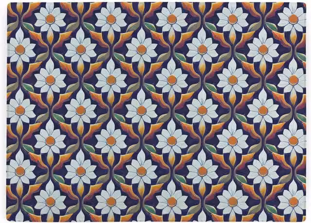 Purely Home Rectangular Glass Chopping Board with White, Purple and Multicolour Floral Tile Design