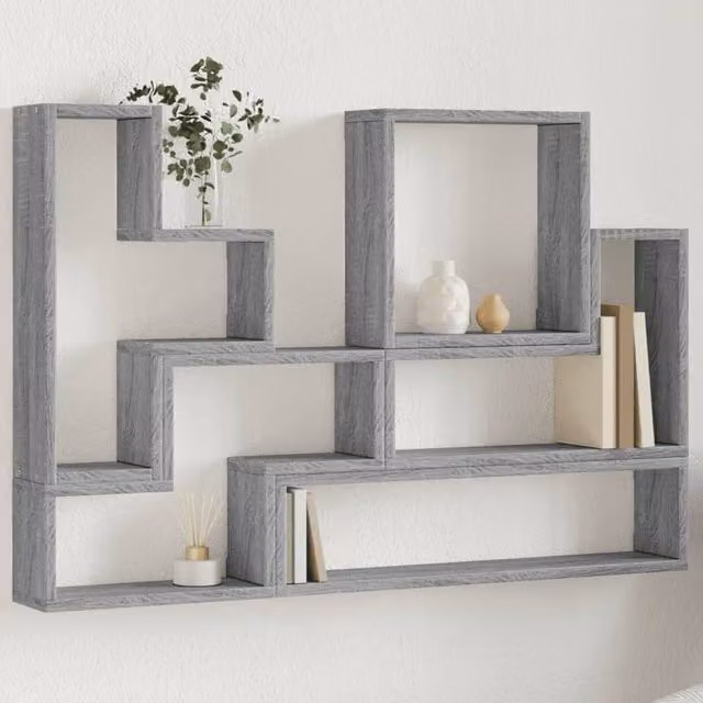 Berkfield Home Wall Shelf in Grey Sonoma, W/D/H: 96 x 12 x 64 cm – 1