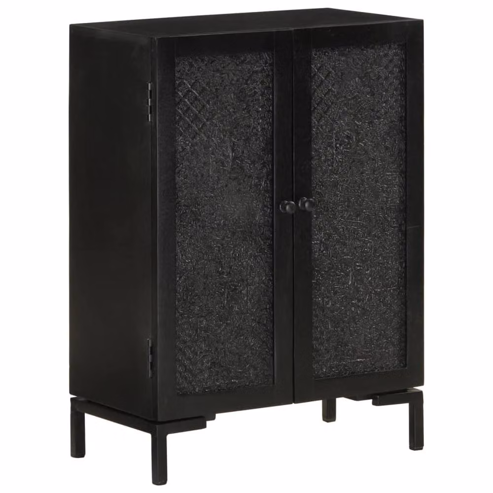 Berkfield Home Industrial Sideboard in Black Mango Wood and Iron, W/D/H: 55 x 30 x 77 cm – 2