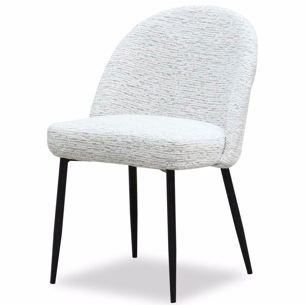 Wyld Haus Montsoreau Curved Back Upholstered Dining Chair in White Fabric with Metal Legs – 2