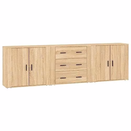 vidaXL Set of 3 Classic Sideboards in Sonoma Oak Engineered Wood