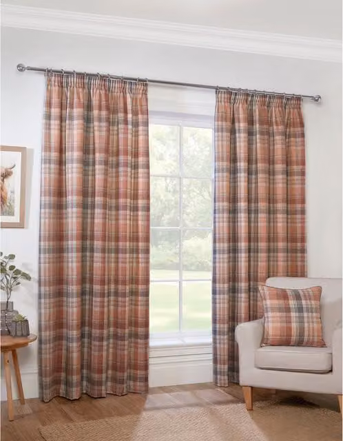 Divante Kempton Thermal Blackout Fabric Panel Curtain in Rust, W: 137 cm, H: 168 cm