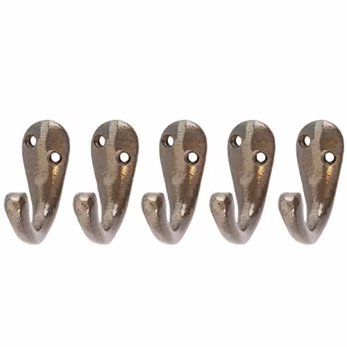Hammer and Tongs Single Iron Robe Hook, Raw Grey, Pack of 5, W: 2.0 cm, H: 4.5 cm – 2