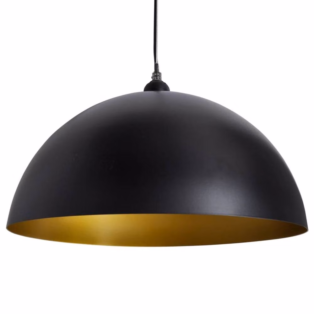 Berkfield Home Modern Metal Dome Ceiling Lamp Set of 2 in Black and Gold/Brass, Height-adjustable – 7
