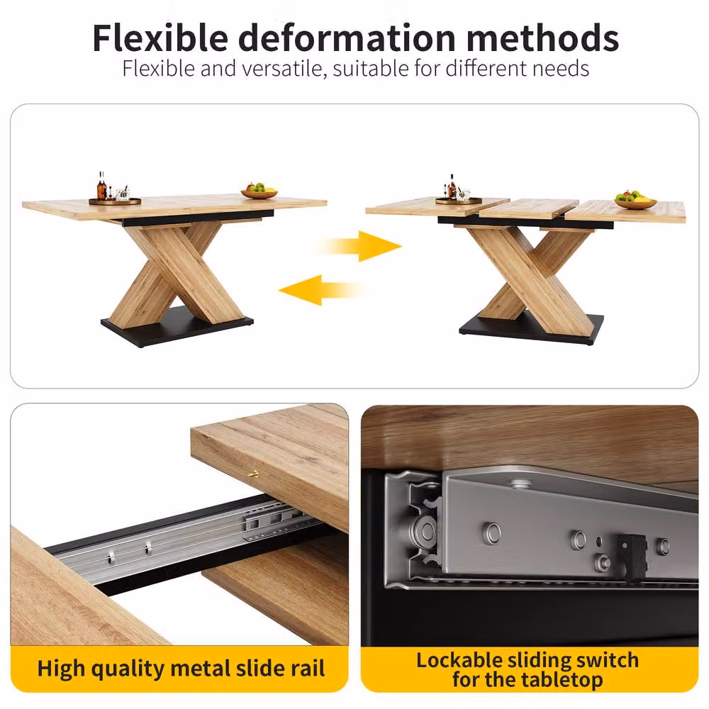 Rolipo Extendable Wood Effect Dining Table in Brown, W: 119-158.5 cm, D: 60 cm, H: 75 cm – 5