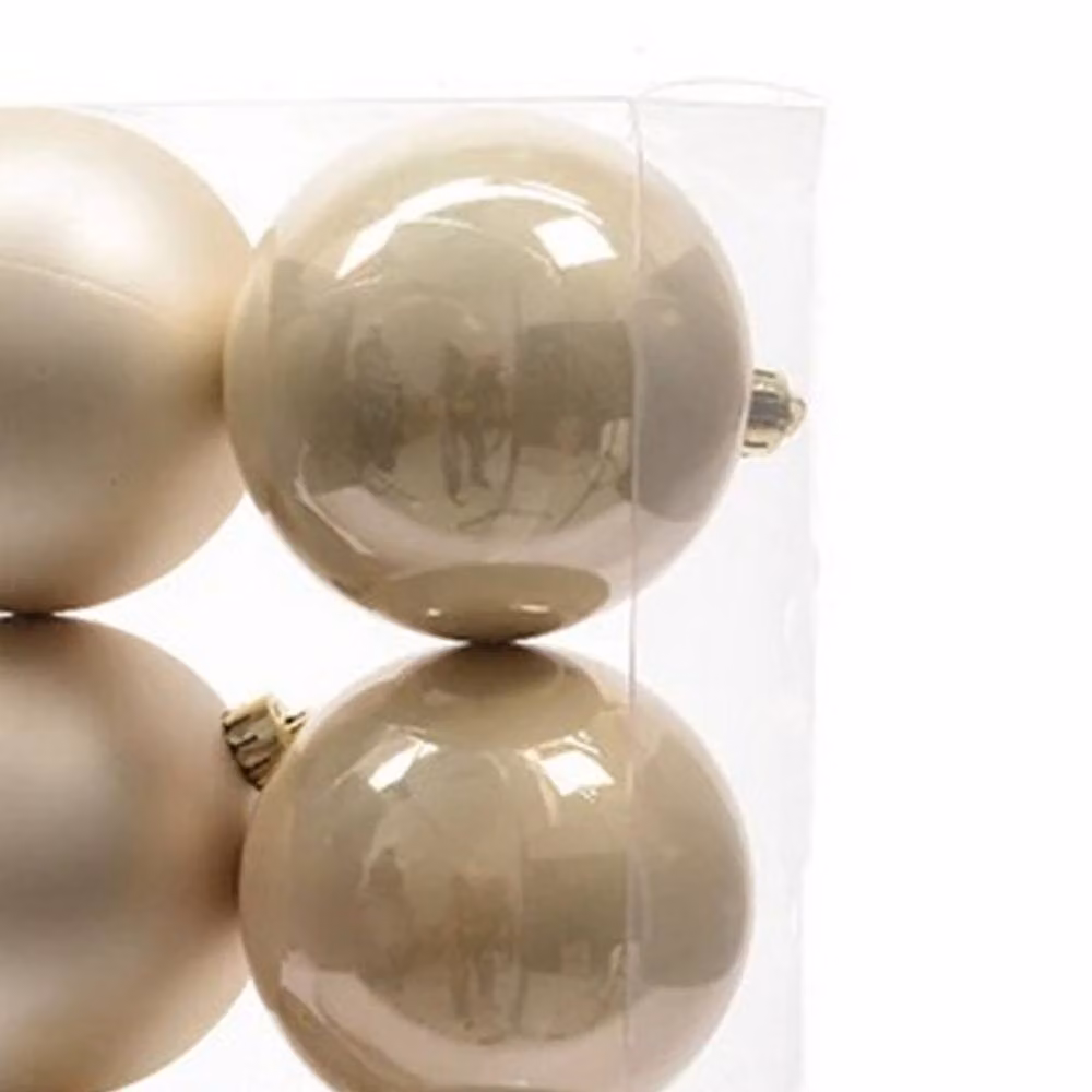 Kaemingk Shatterproof Plain Round Christmas Baubles, Pack of 6, Beige – 2