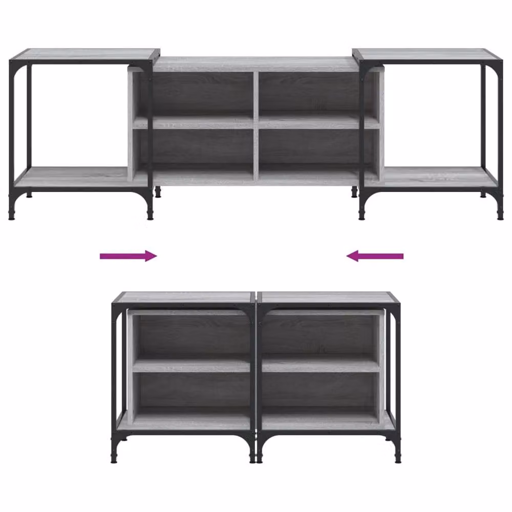 Berkfield Home Grey Sonoma TV Cabinet in Engineered Wood, W/D/H: 153 x 37 x 50 cm – 5
