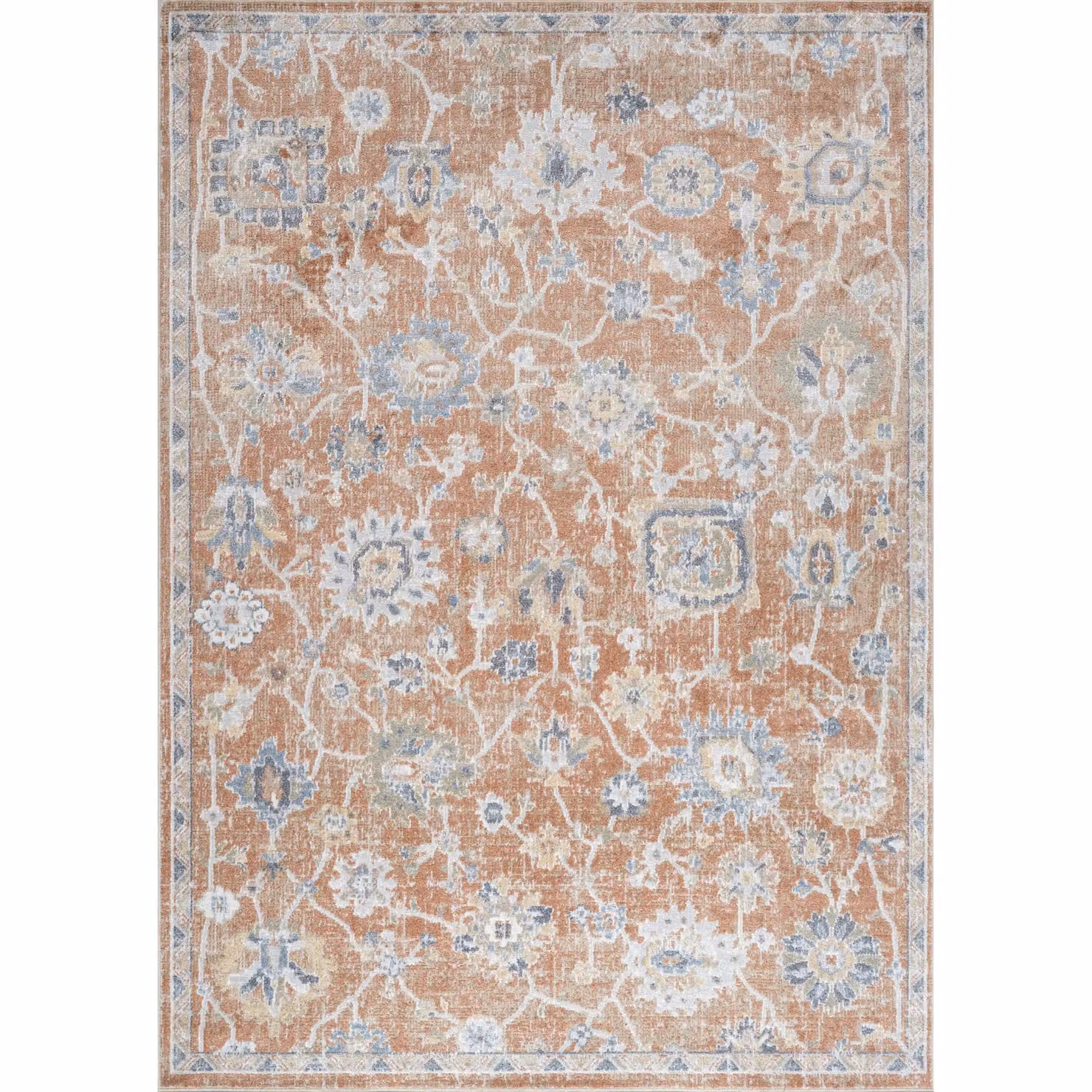 Livabliss Lilian Washable Vintage Boho Traditional Living and Dining Room Rug in Brown, Blue and Burnt Orange, W: 160 cm, D: 215 cm – 2
