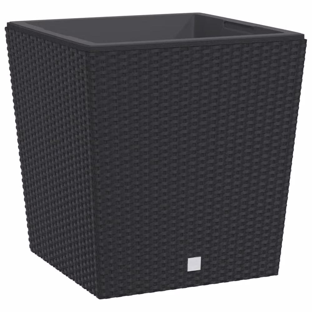 Berkfield Home Black Rattan Planter with Removable Anthracite Inner Tub, 37/64 L – 2