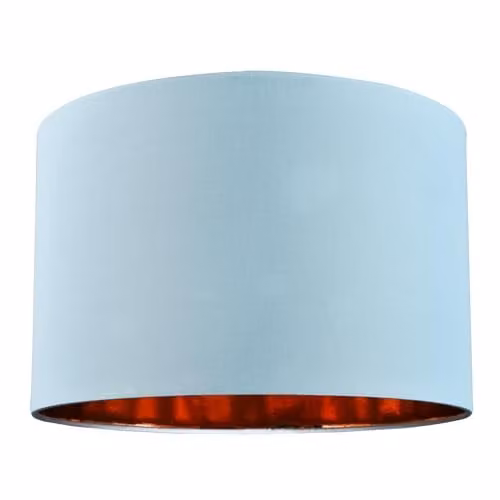Happy Homewares Duck Egg Blue Cotton Circular Drum Lamp Shade with Shiny Copper Inner, Diameter: 30.48 cm