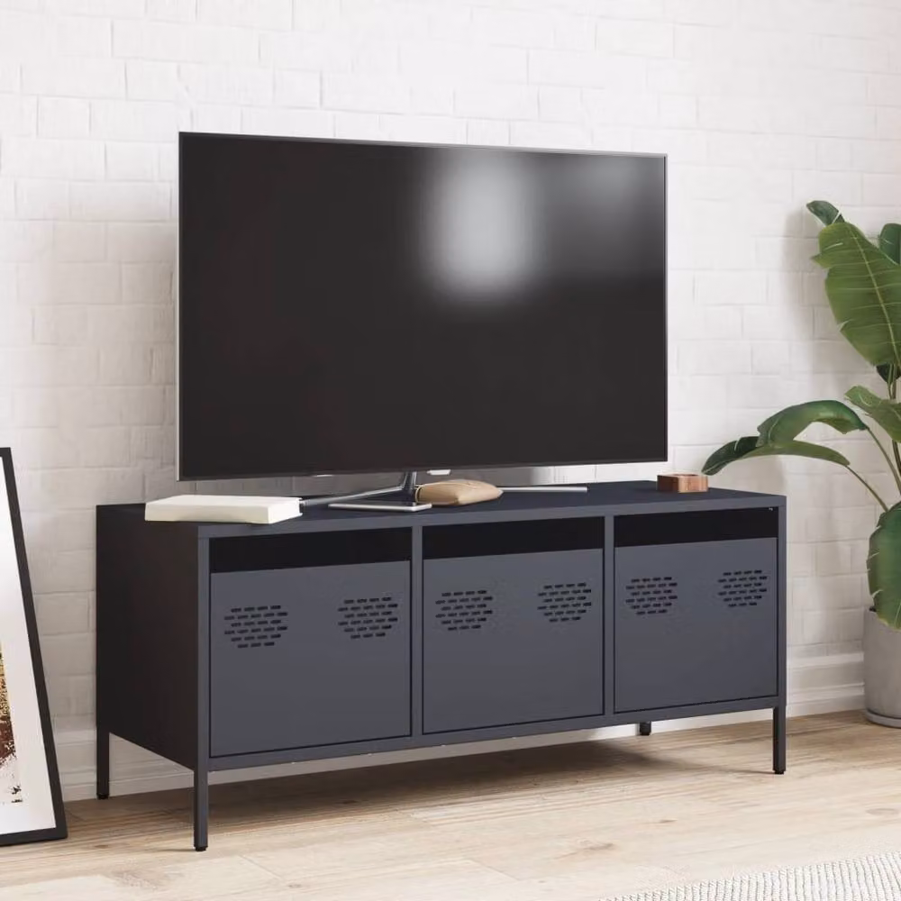 Berkfield Home Anthracite Industrial TV Cabinet in Matt Cold-rolled Steel, W/D/H: 101.5 x 39 x 43.5 cm – 3