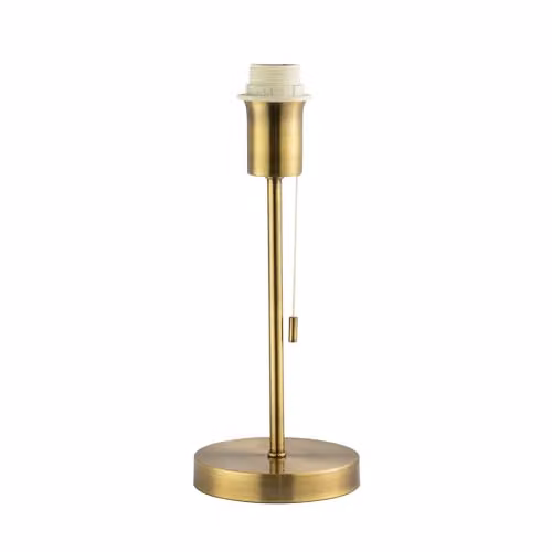 Happy Homewares Classic Metal Table Lamp Base in Gold/Brass with Pull Chain Switch, H 31 cm x W 13 cm x D 13 cm