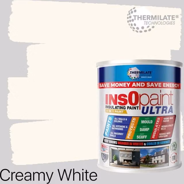 THERMILATE TECHNOLOGIES InsOpaint ULTRA 9 in 1 Interior and Exterior Acrylic Paint, White, 1 l – 1